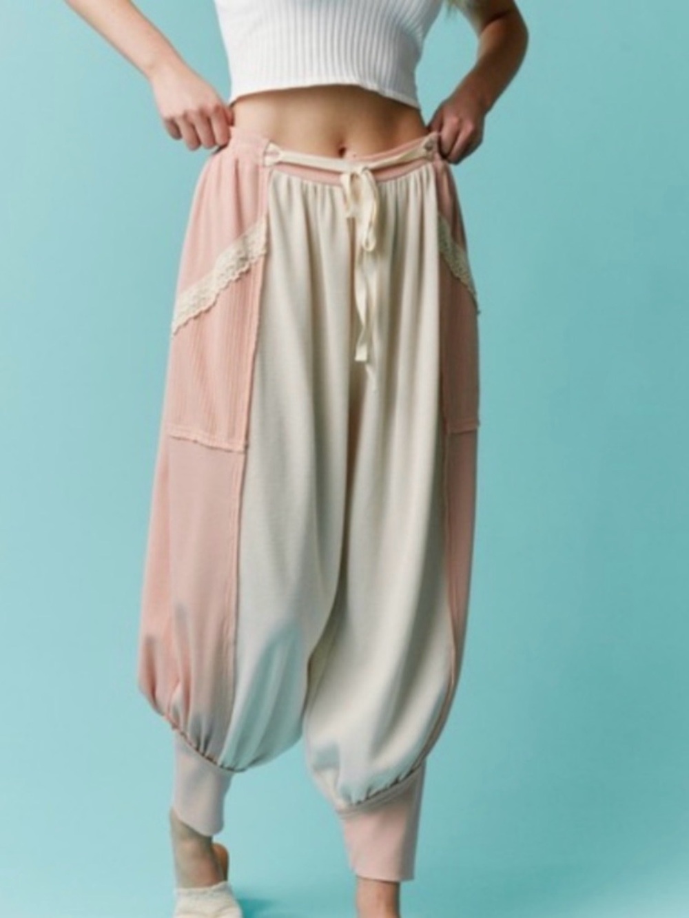 FANTASTIC FAWN PINK AND CREAM HAREM JOGGERS!